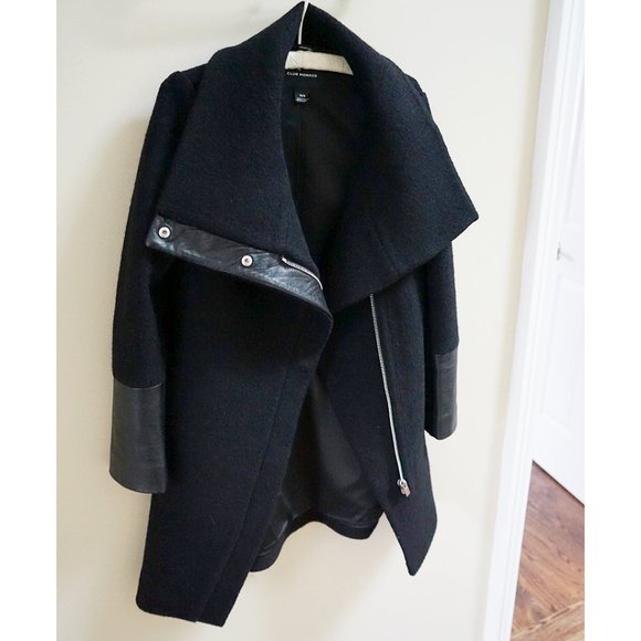 Club Monaco Halli Coat - wool & leather moto - Picture 1 of 4